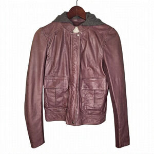 ❤️ HINGE Leather Hooded Jacket. Ladies Size XS